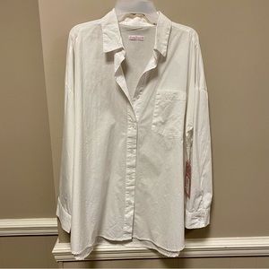 Simply Blessed Sz M Basic White Button Down Shirt NWT 100% Cotton